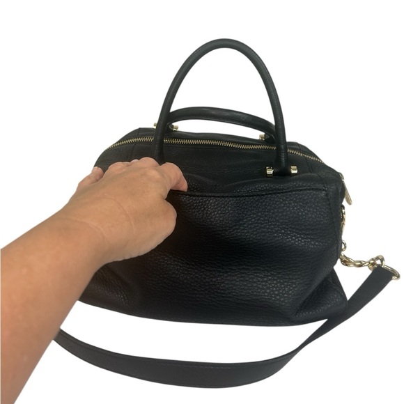 Michael Kors Fulton Large Satchel CrossBody Pebbled Black Leather Bag Purse Chic - Picture 5 of 16